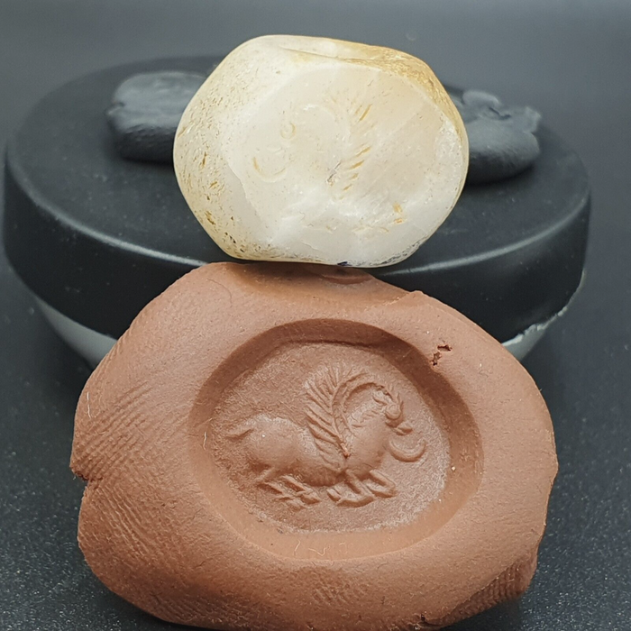Ancient’s Near East Old Antique Stamp Seal Crystal White Agate Stone Bead