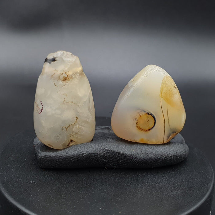 Antique Ancient Old Soleimani White Agate Bead Pendants Amulet Lot SL036