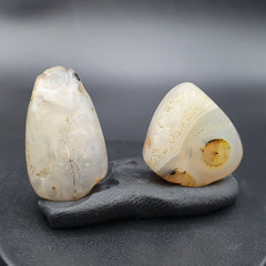 Antique Ancient Old Soleimani White Agate Bead Pendants Amulet  LOt SL036
