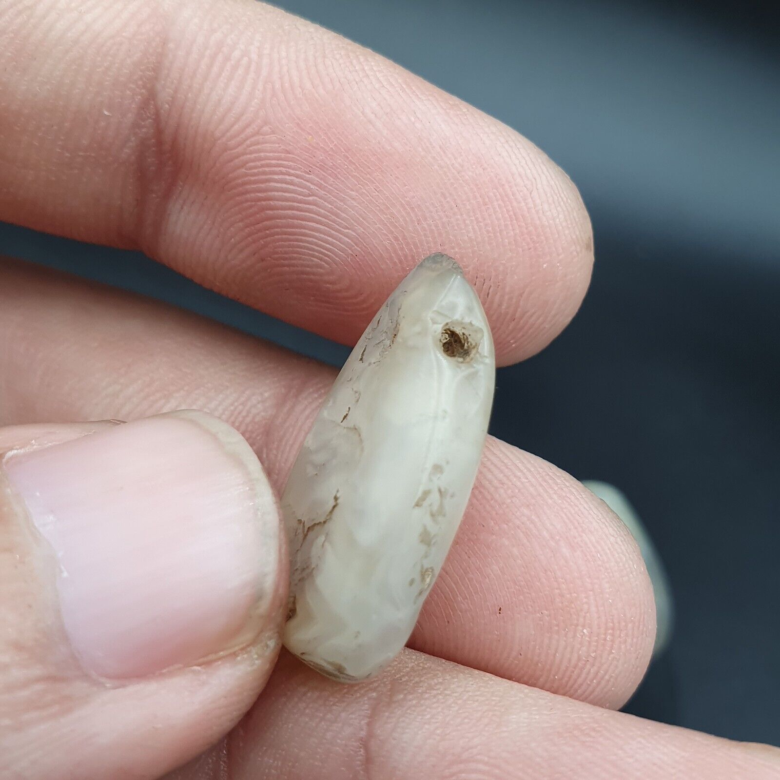 Antique Ancient Old Soleimani White Agate Bead Pendants Amulet  LOt SL036