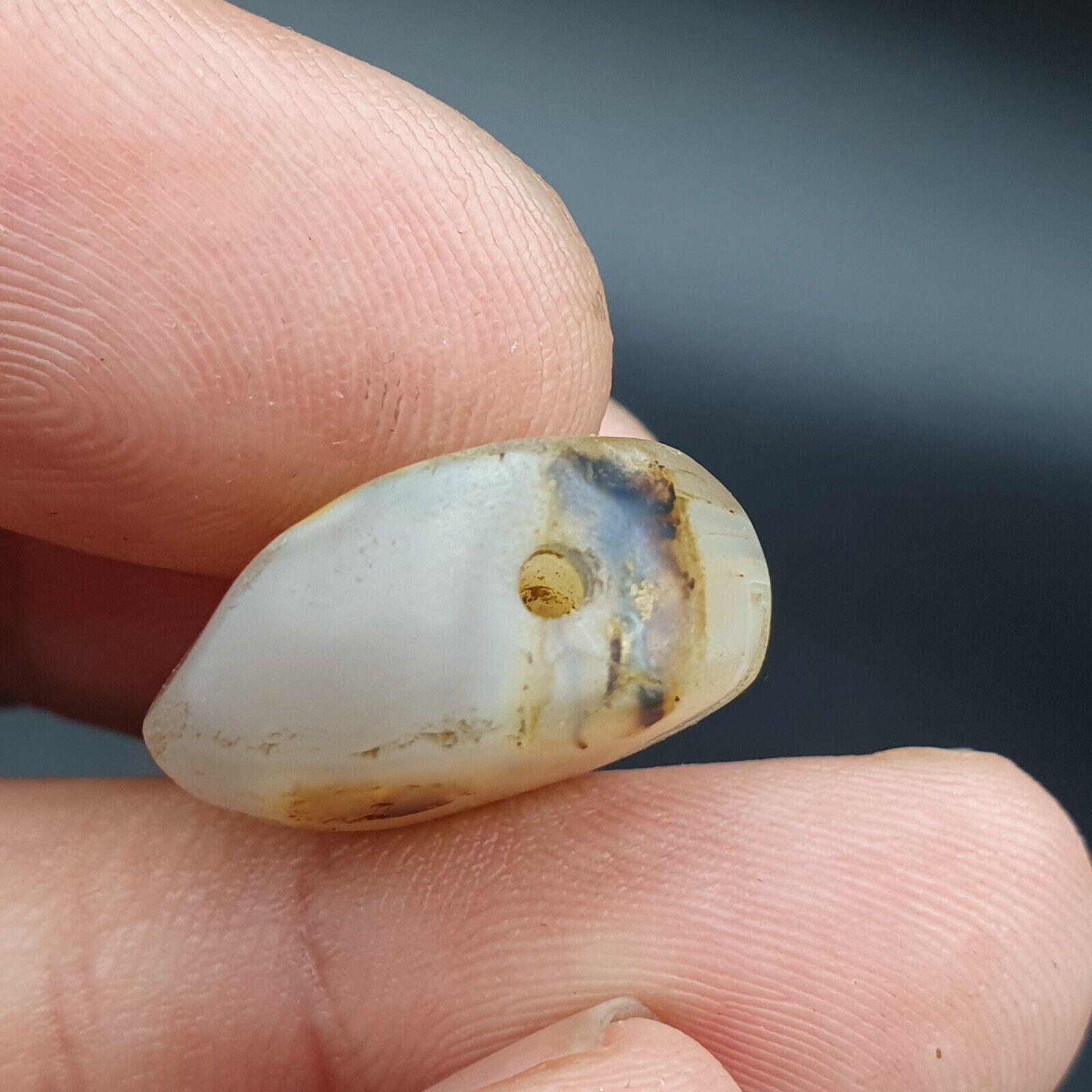 Antique Ancient Old Soleimani White Agate Bead Pendants Amulet  LOt SL036