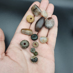 Ancient Islamic- Roman Era pre Colombia Beads Lot 13 Beads JADE, Agate, jasper,