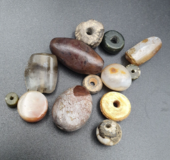 Ancient Islamic- Roman Era pre Colombia Beads Lot 13 Beads JADE, Agate, jasper,