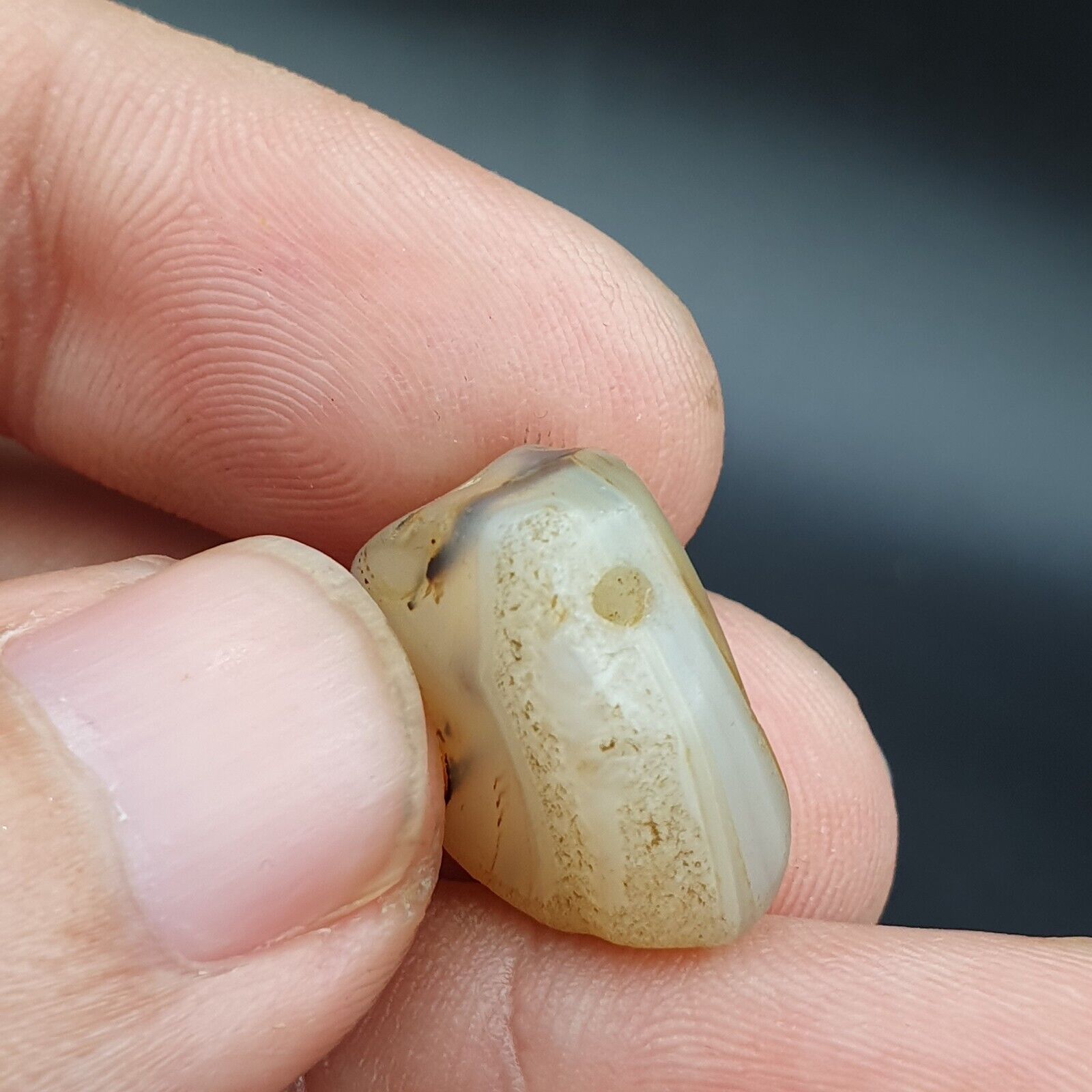 Antique Ancient Old Soleimani White Agate Bead Pendants Amulet  LOt SL036
