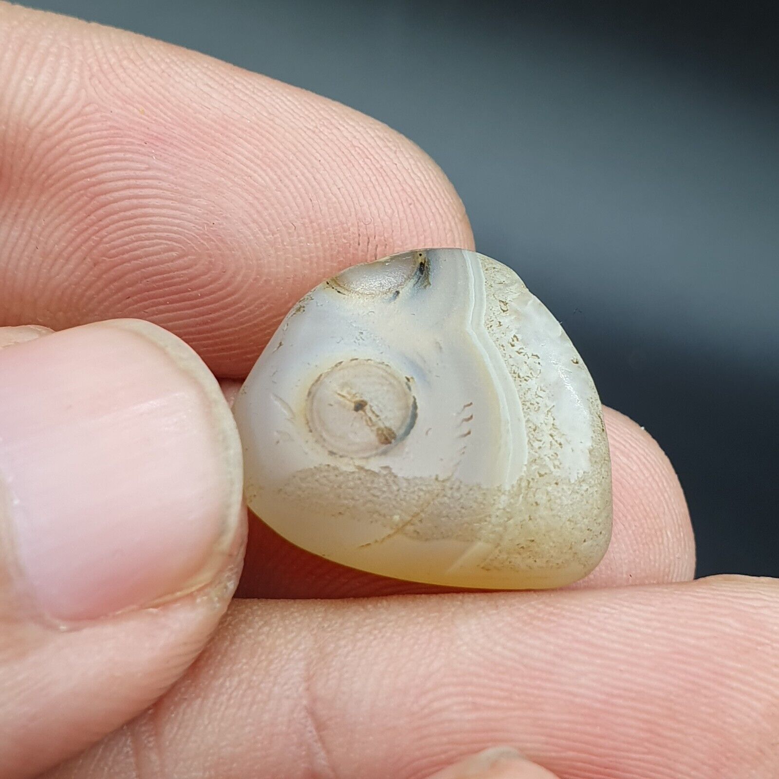 Antique Ancient Old Soleimani White Agate Bead Pendants Amulet  LOt SL036