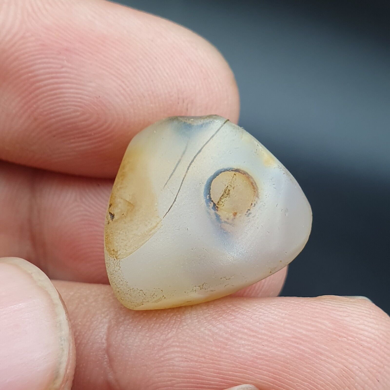 Antique Ancient Old Soleimani White Agate Bead Pendants Amulet  LOt SL036