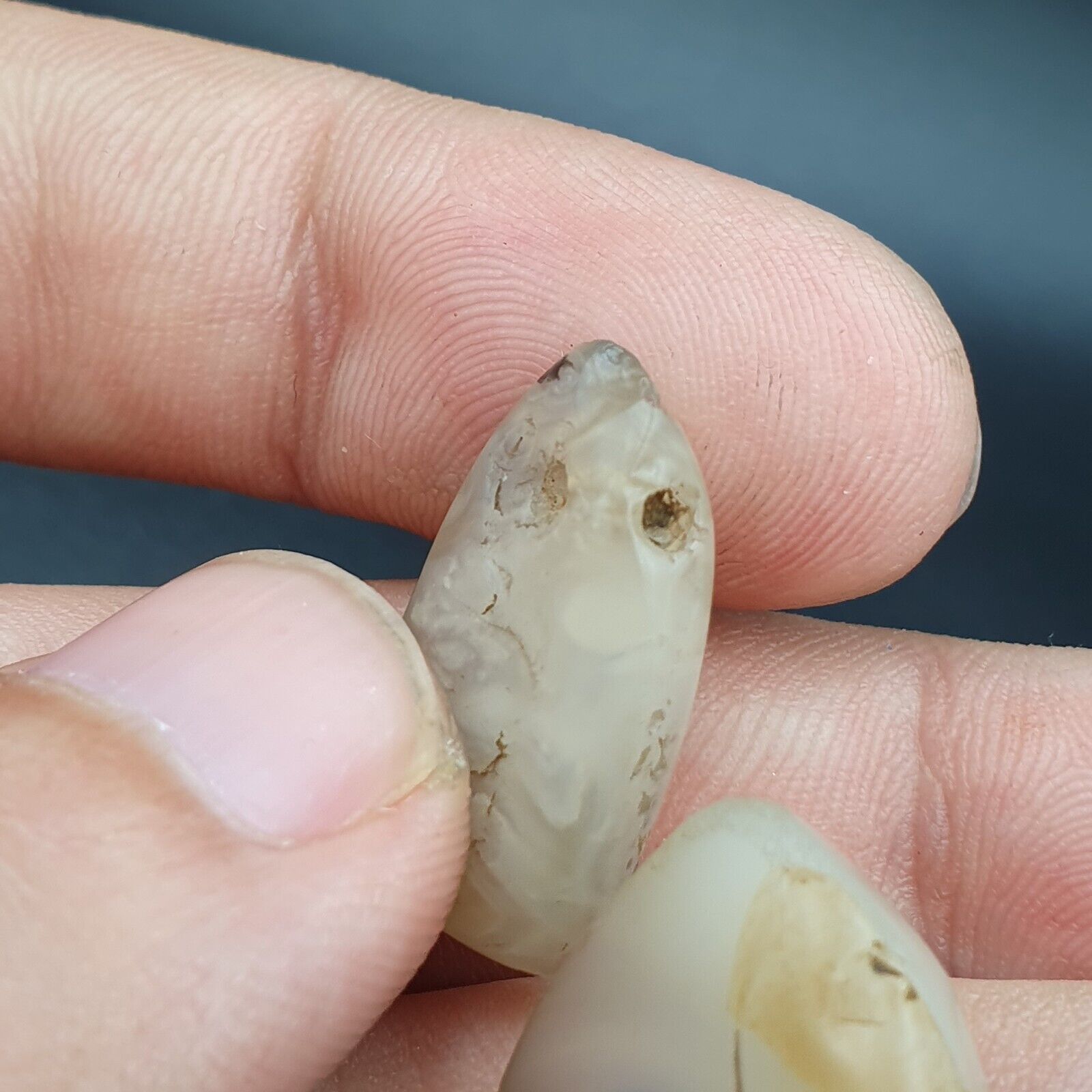 Antique Ancient Old Soleimani White Agate Bead Pendants Amulet  LOt SL036