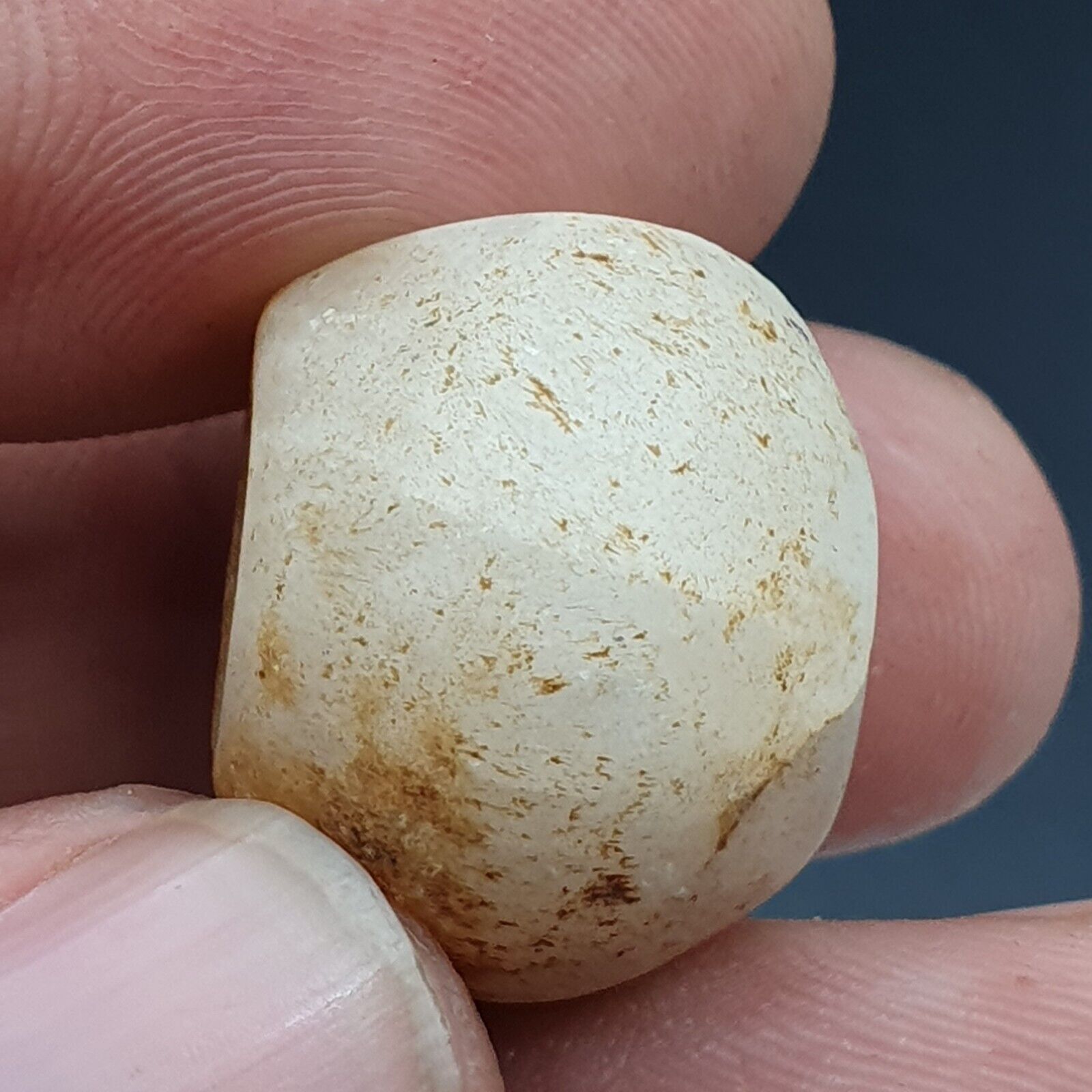 Ancient’s Near East Old Antique Stamp Seal crystal white Agate Stone Bead