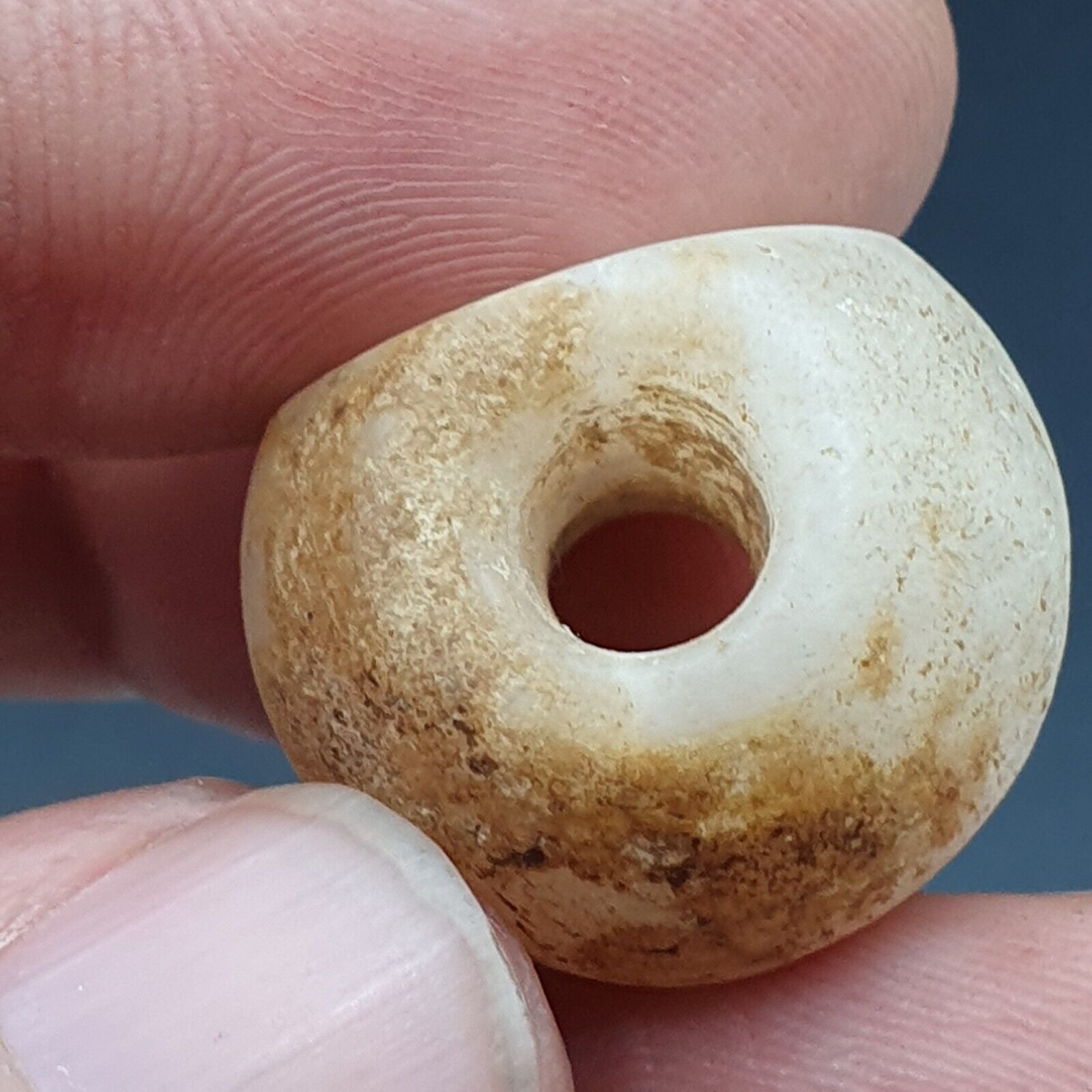 Ancient’s Near East Old Antique Stamp Seal crystal white Agate Stone Bead