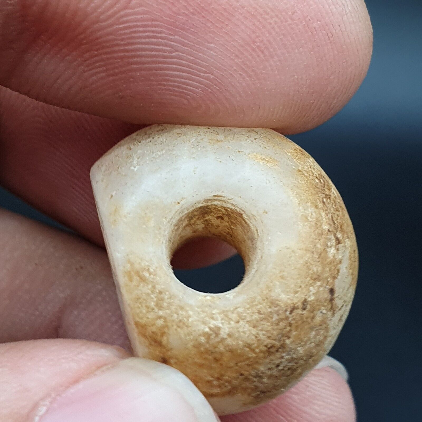 Ancient’s Near East Old Antique Stamp Seal crystal white Agate Stone Bead