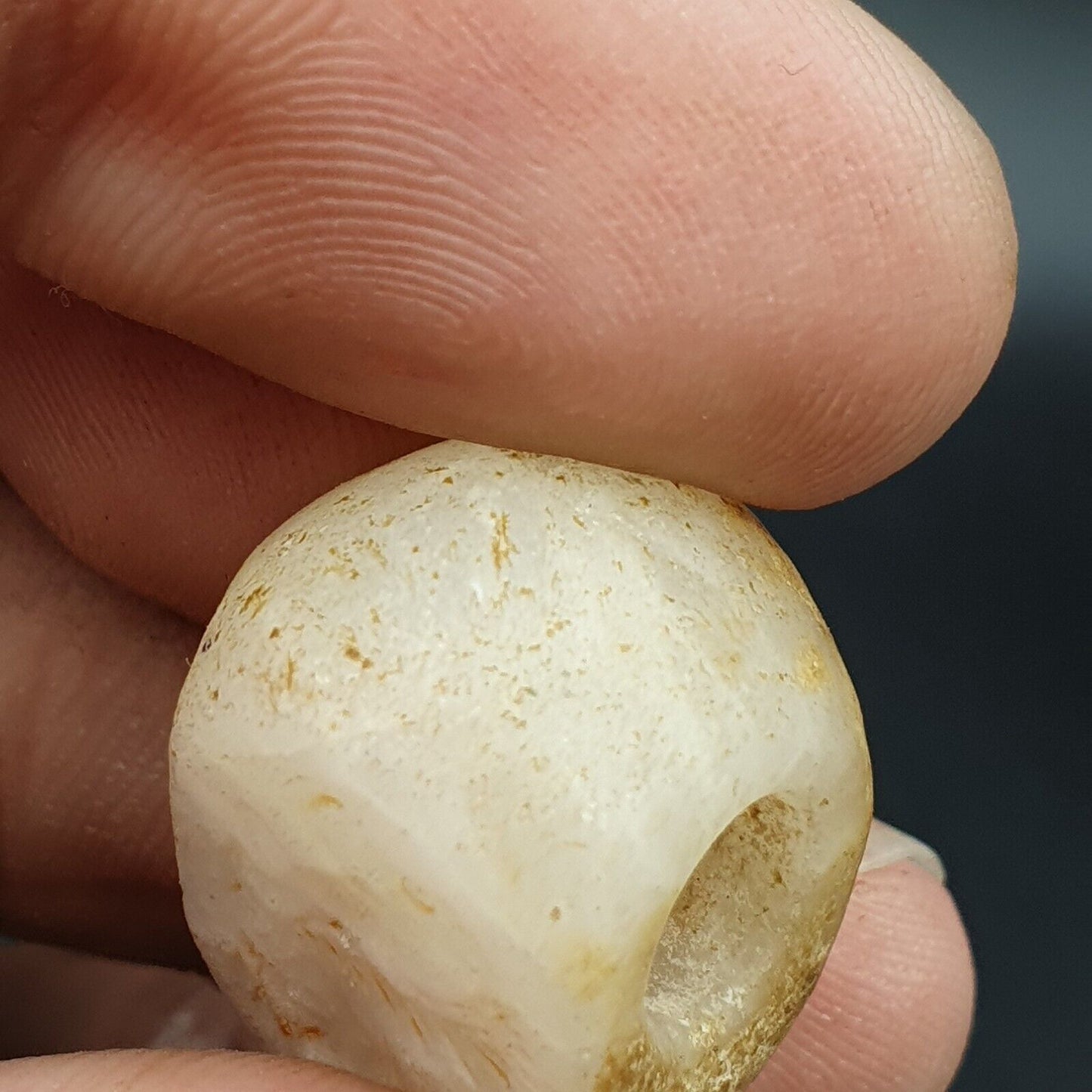 古代近東老古董郵票印章水晶白瑪瑙石珠