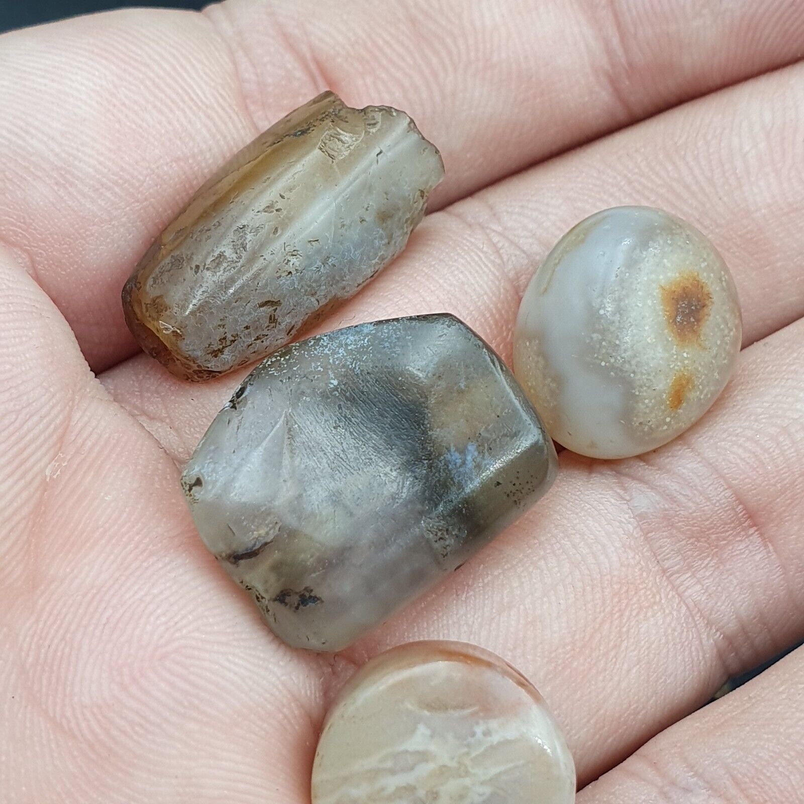 Ancient Islamic- Roman Era pre Colombia Beads Lot 13 Beads JADE, Agate, jasper,