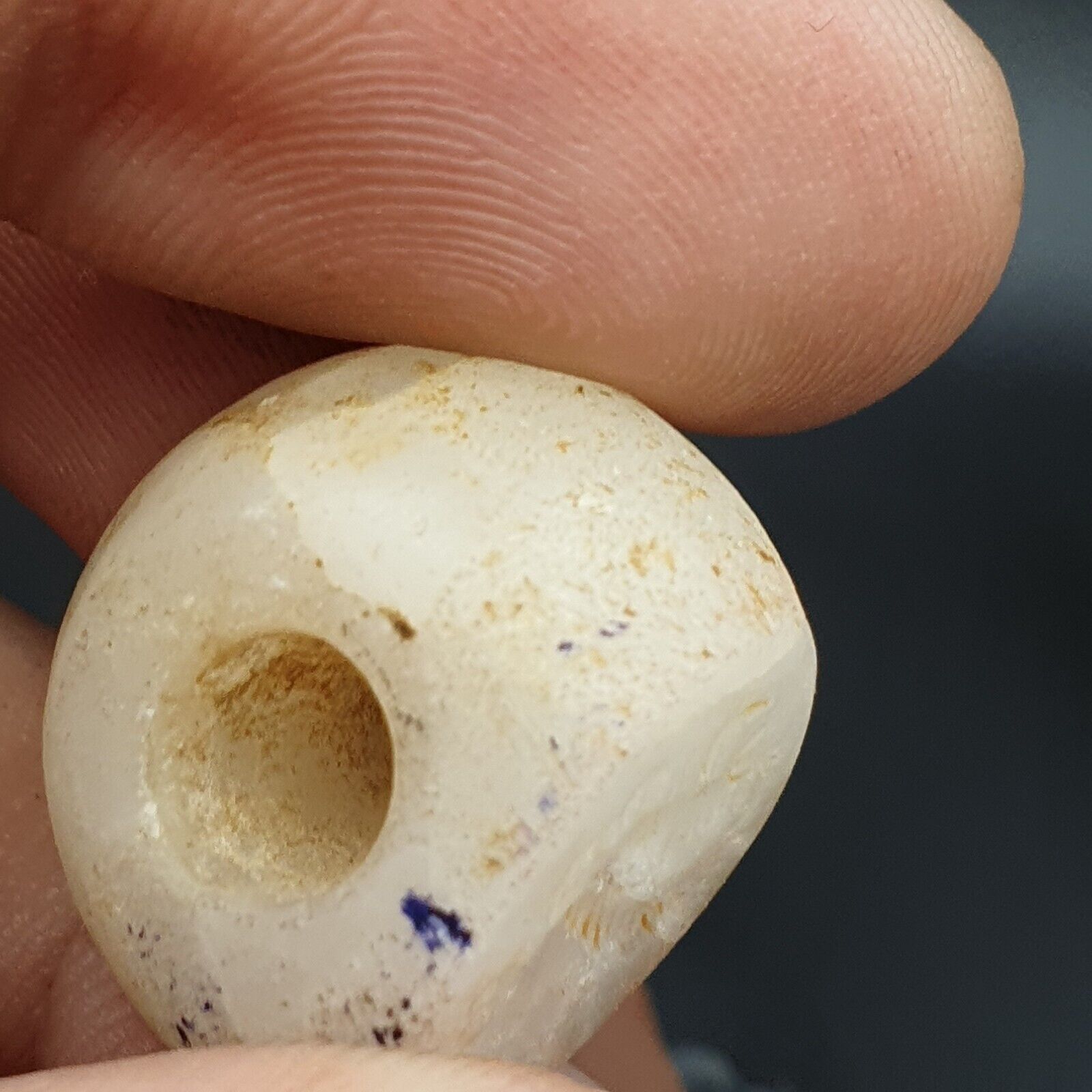 Ancient’s Near East Old Antique Stamp Seal crystal white Agate Stone Bead