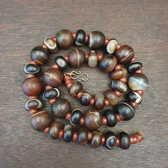 Old Himalayan Tibetan Natural Eyes Suleimani agate Beads Necklace