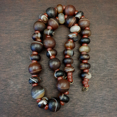 Old Himalayan Tibetan Natural Eyes Suleimani agate Beads Necklace
