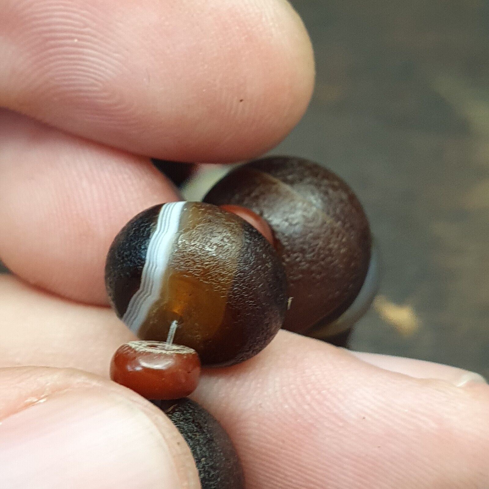 Old Himalayan Tibetan Natural Eyes Suleimani agate Beads Necklace