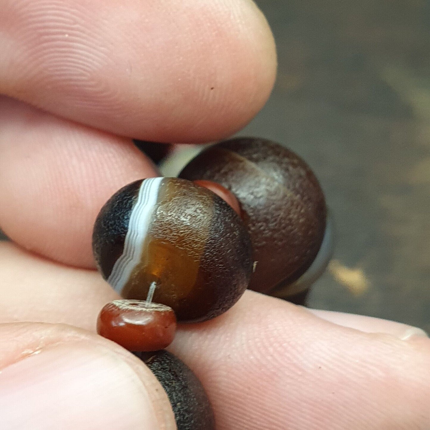 老喜馬拉雅西藏天然眼睛蘇萊曼尼瑪瑙珠項鍊