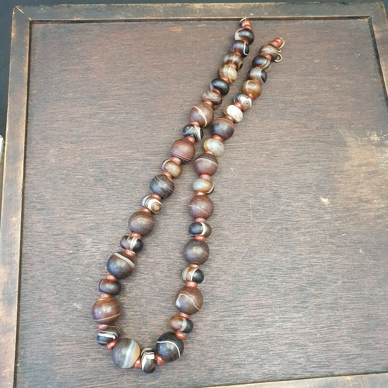 Old Himalayan Tibetan Natural Eyes Suleimani agate Beads Necklace