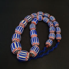 Vintage Venetian inspired African Blue Glass 6 layers Chevron Beads Necklace #13