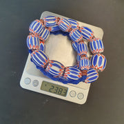 East Oasis Vintage Blue Chevron Bead Necklace - Six Layer Venetian Glass 24 Inch