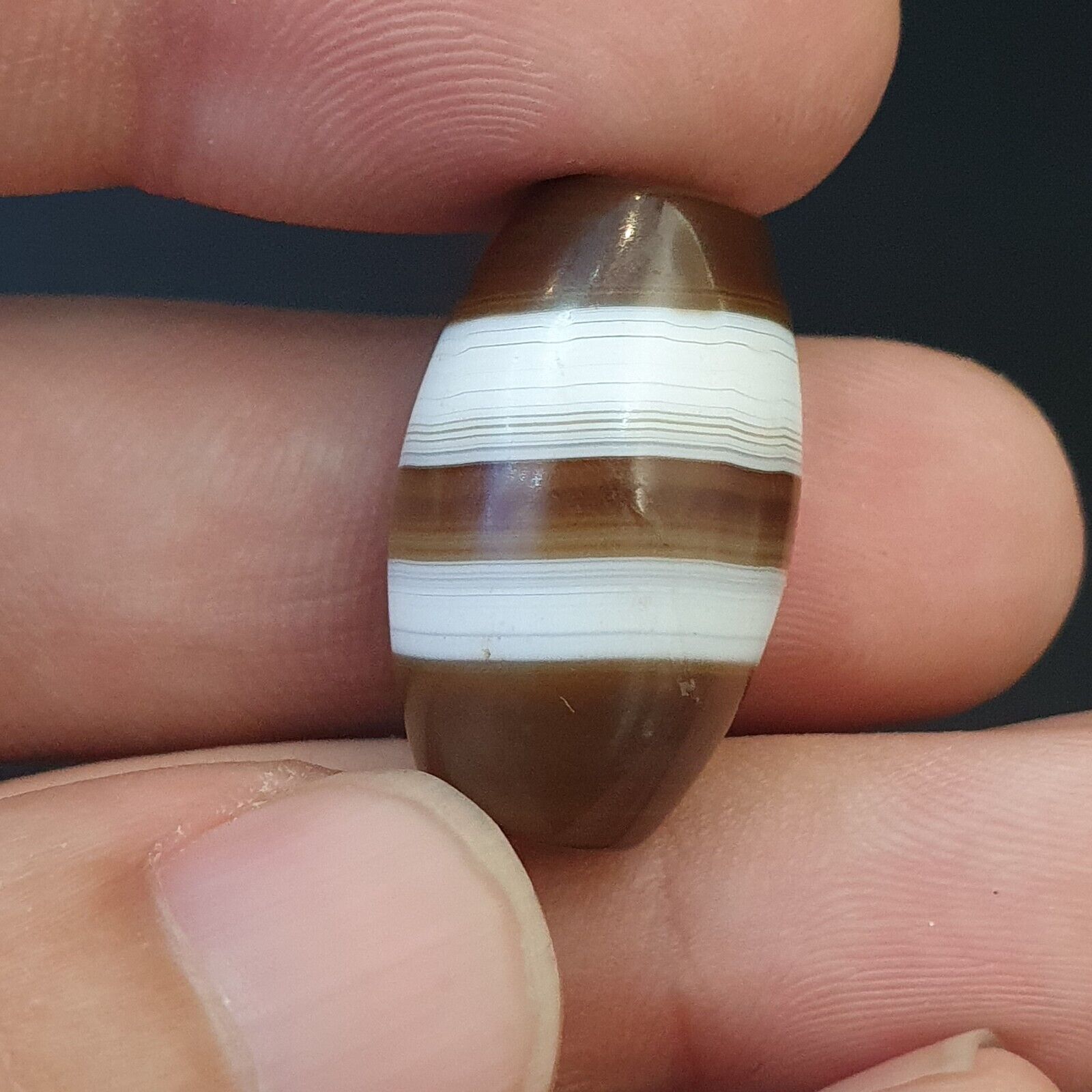 Antique Old Yemeni Agate Natural Rare pattern Banded Agate Beads 4 pieces
