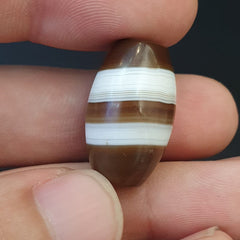 Antique Old Yemeni Agate Natural Rare pattern Banded Agate Beads 4 pieces