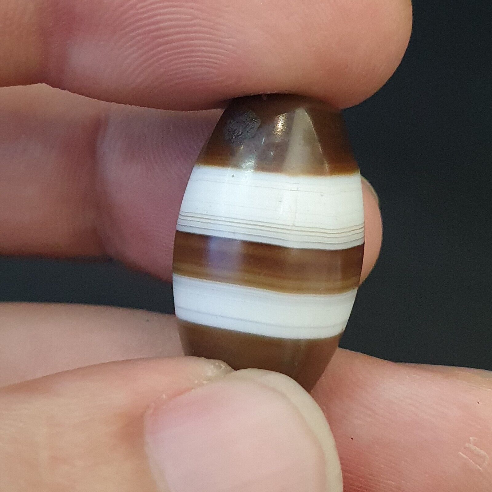 Antique Old Yemeni Agate Natural Rare pattern Banded Agate Beads 4 pieces