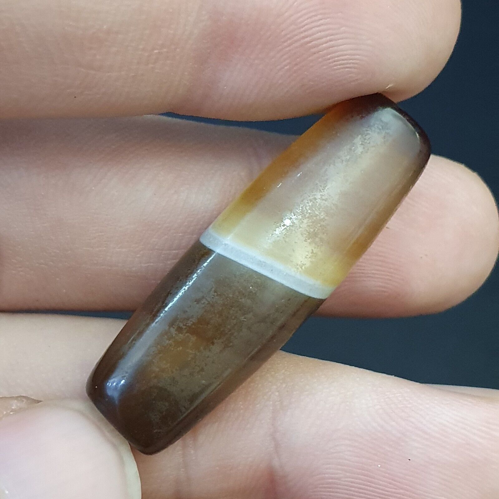 Antique Old Yemeni Agate Natural Rare pattern Banded Agate Beads 4 pieces