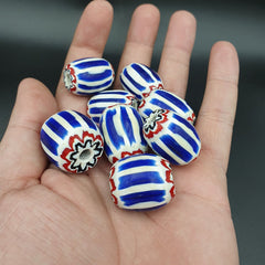 Lot Antique Venetian inspired African Blue Glass 6 layers Chevron Beads 8 pcs