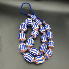 Antique Venetian inspired African Blue Glass 6 layers Chevron Beads Necklace