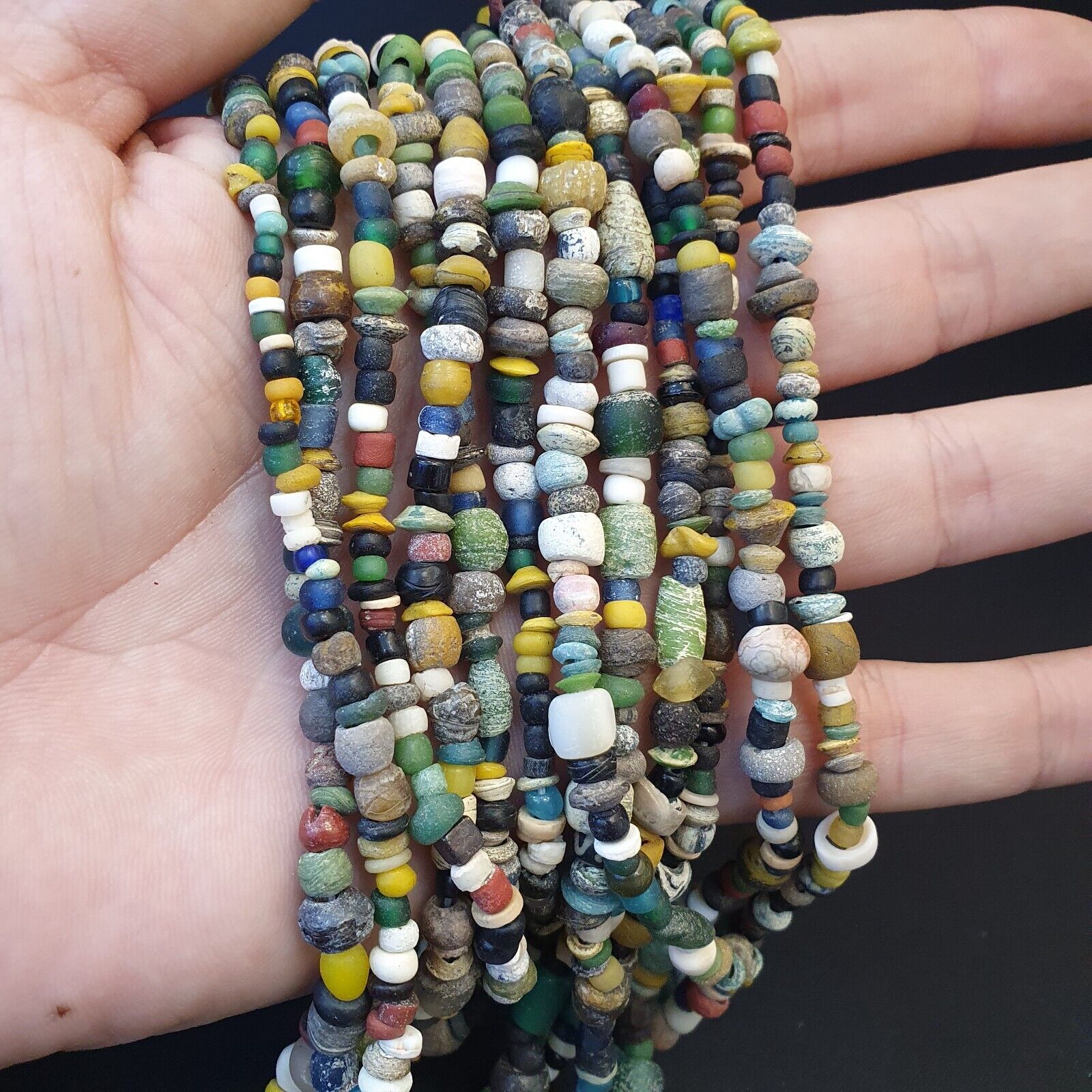 Authentic Ancient Islamic Roman Era Beads Strand Necklace #NC 132