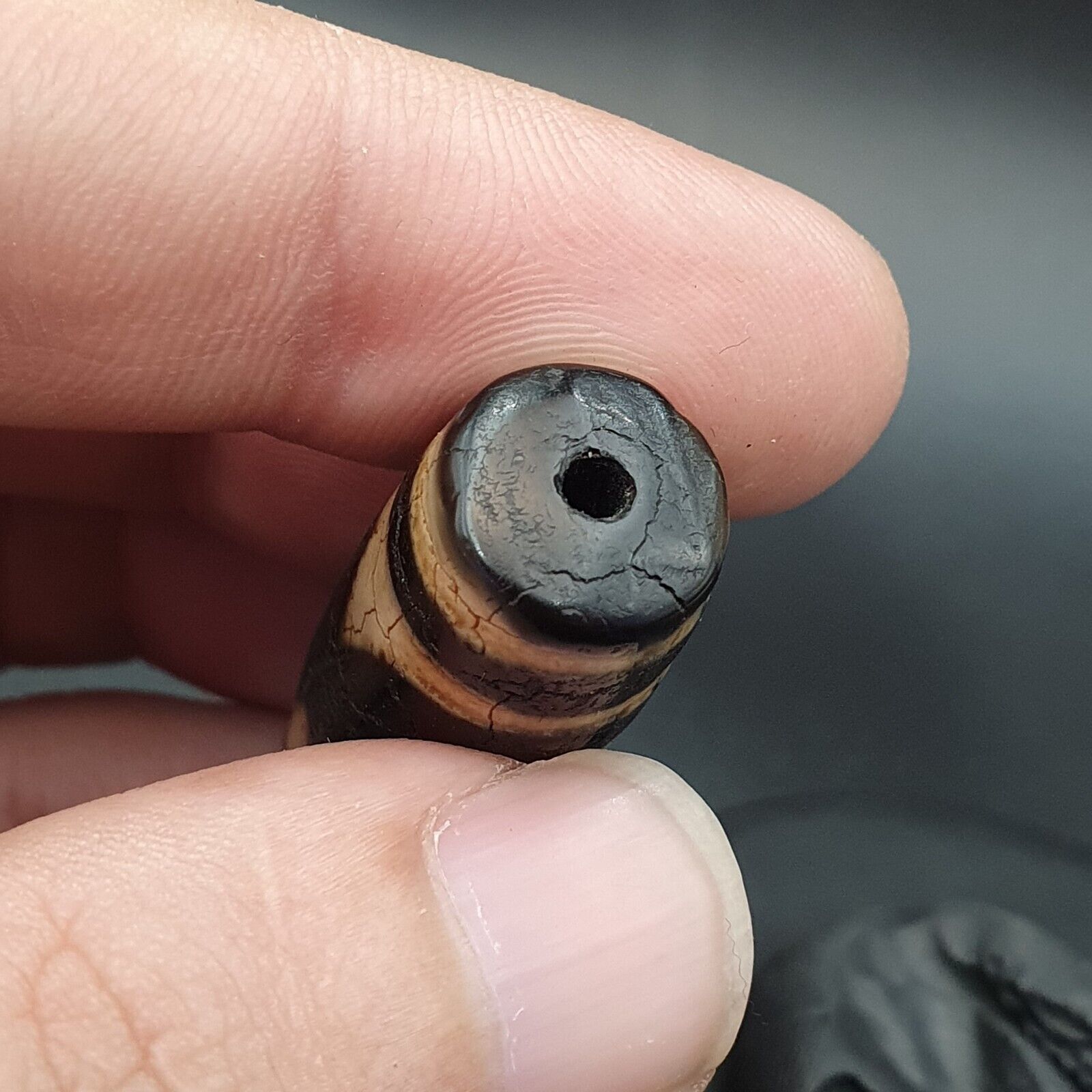 Himalayan Indo Tibetan Beautiful Agate Unique Pattern Dzi Amulet Bead BD1011