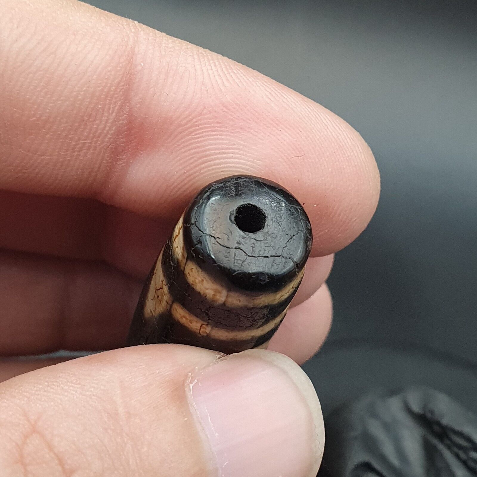 Himalayan Indo Tibetan Beautiful Agate Unique Pattern Dzi Amulet Bead BD1011