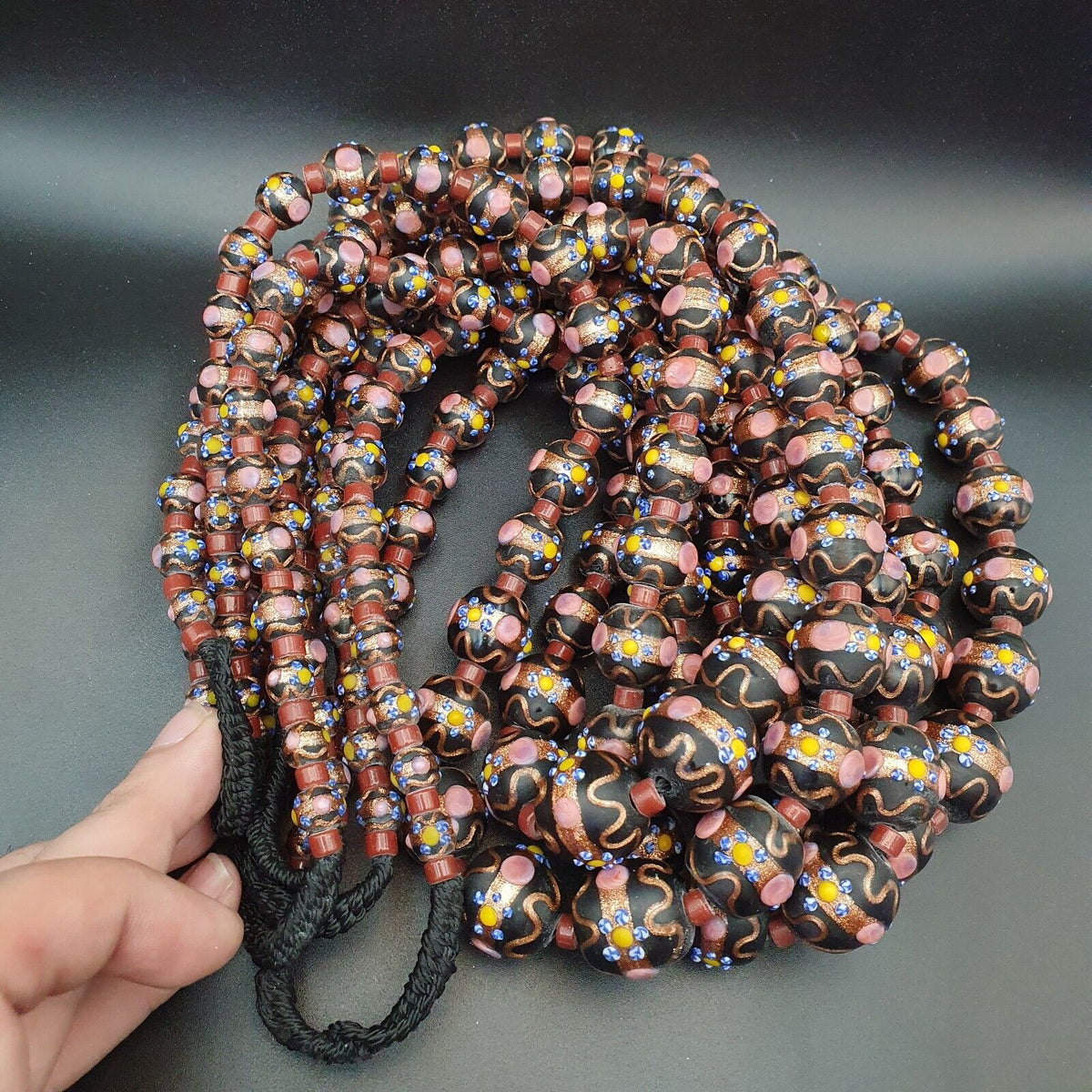 VINTAGE BEAUTIFUL MURANOI ART Fancy 13-18MM Aventurine GLASS BEADS Strand