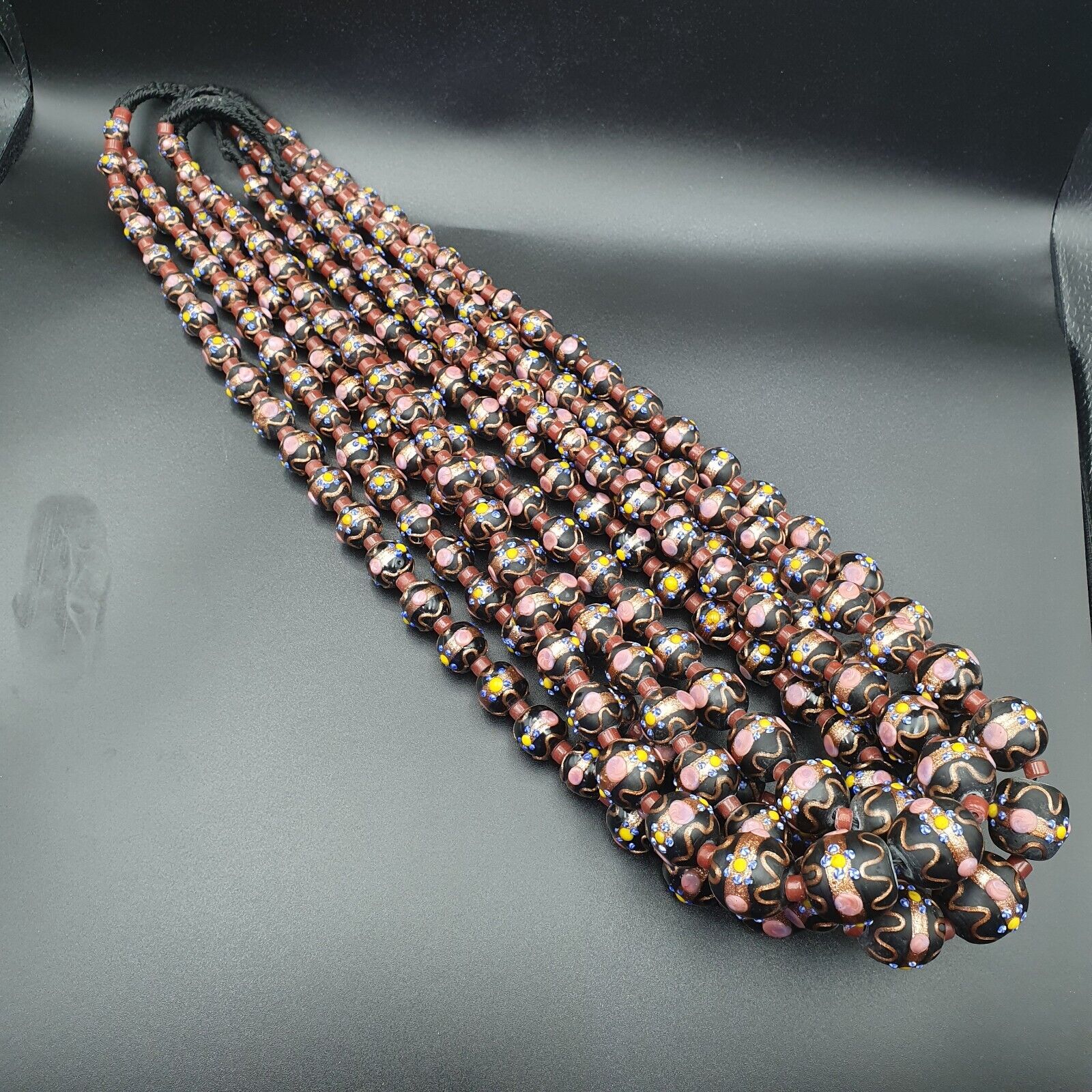 VINTAGE BEAUTIFUL MURANOI ART Fancy 13-18MM Aventurine GLASS BEADS Strand