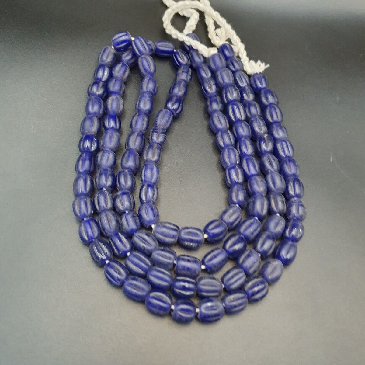 Beautiful Old African Cobalt Blue Glass Vintage Beads Strand