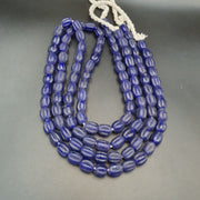 East Oasis Old African Cobalt Blue Glass Trade Bead Strand, Vintage Blue Beads