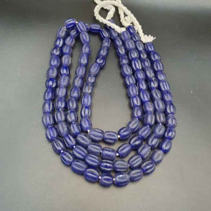 Beautiful Old African Cobalt Blue Glass Vintage Beads Strand