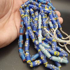 Lot 5 Strands BEAUTIFUL OLD AFRICAN Blue GLASS Vintage BEADS Strands necklaces