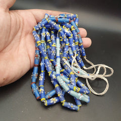Lot 5 Strands BEAUTIFUL OLD AFRICAN Blue GLASS Vintage BEADS Strands necklaces