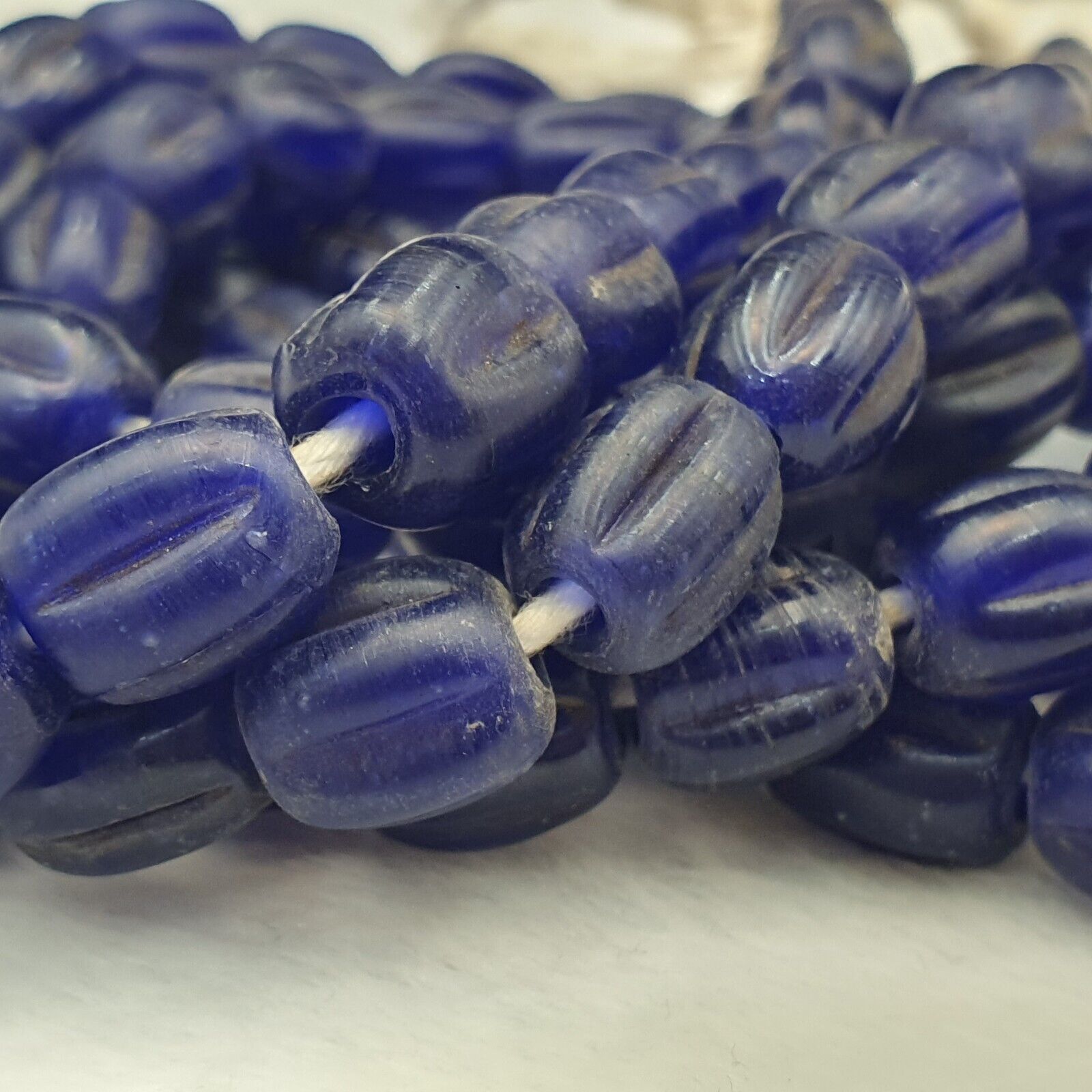 BEAUTIFUL OLD AFRICAN  cobalt Blue GLASS Vintage BEADS Strand