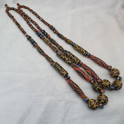 East Oasis Vintage Mixed Glass Feather and Fancy Bead Long Beaded Necklace