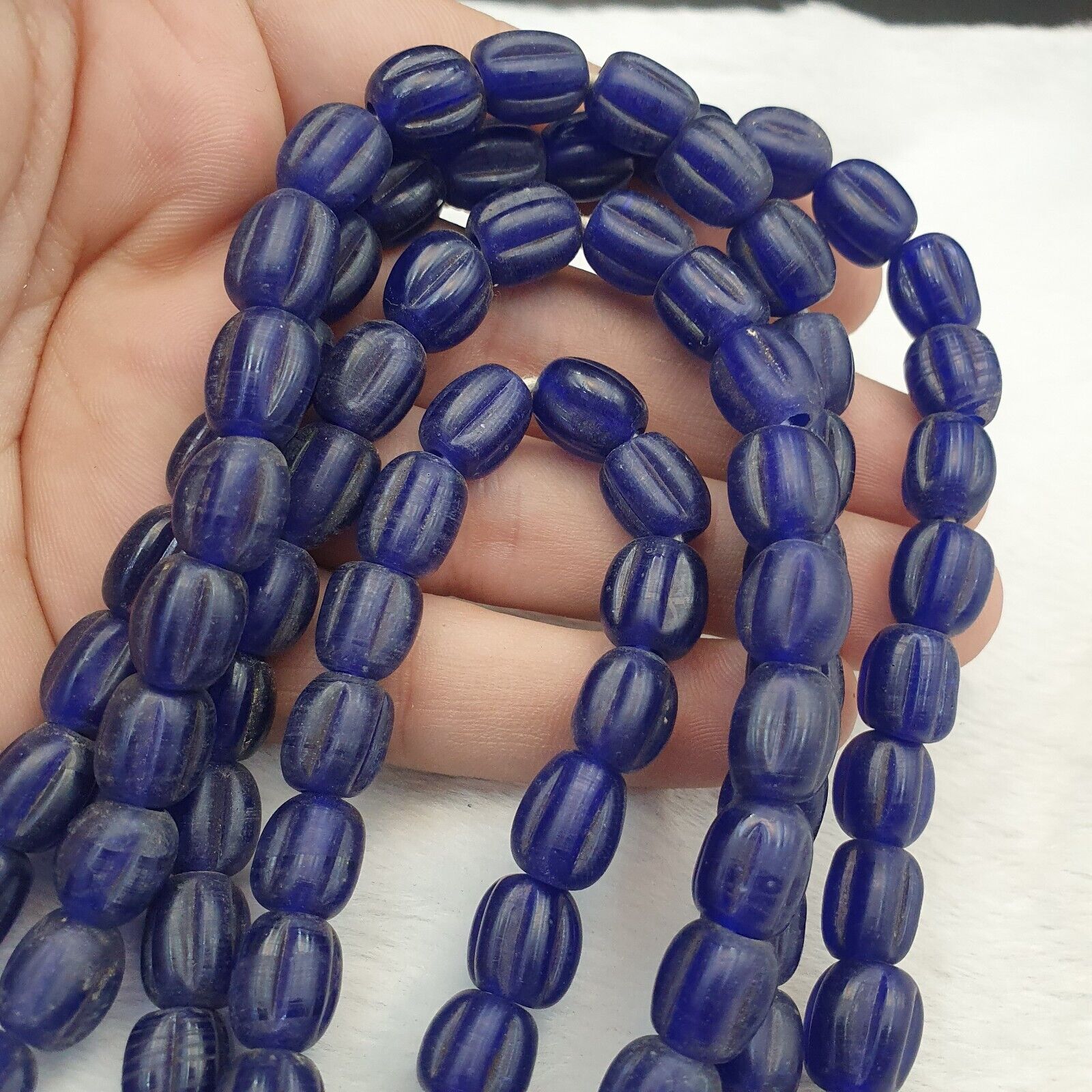 BEAUTIFUL OLD AFRICAN  cobalt Blue GLASS Vintage BEADS Strand