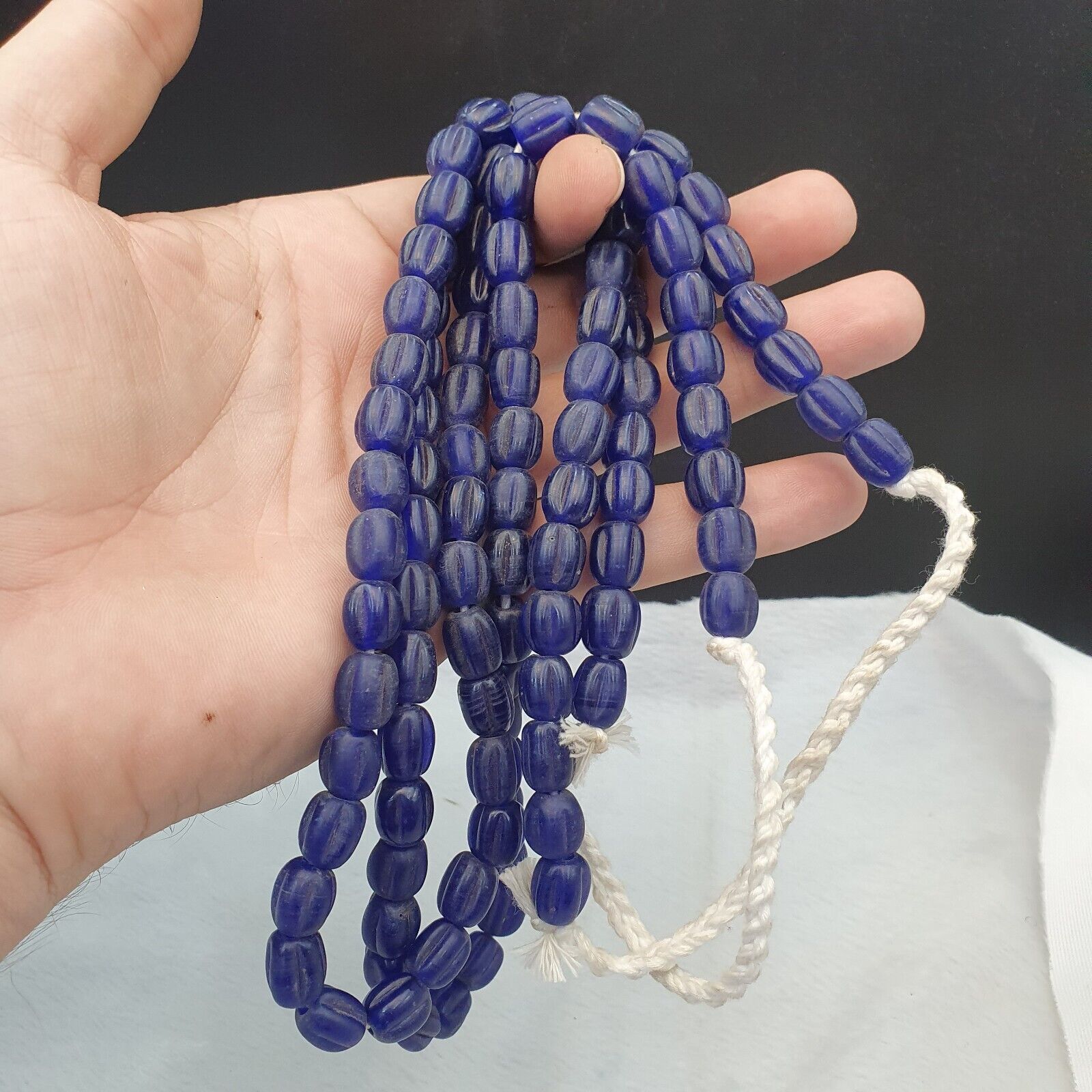 BEAUTIFUL OLD AFRICAN  cobalt Blue GLASS Vintage BEADS Strand