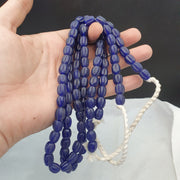 East Oasis Old African Cobalt Blue Glass Trade Bead Strand, Vintage Blue Beads