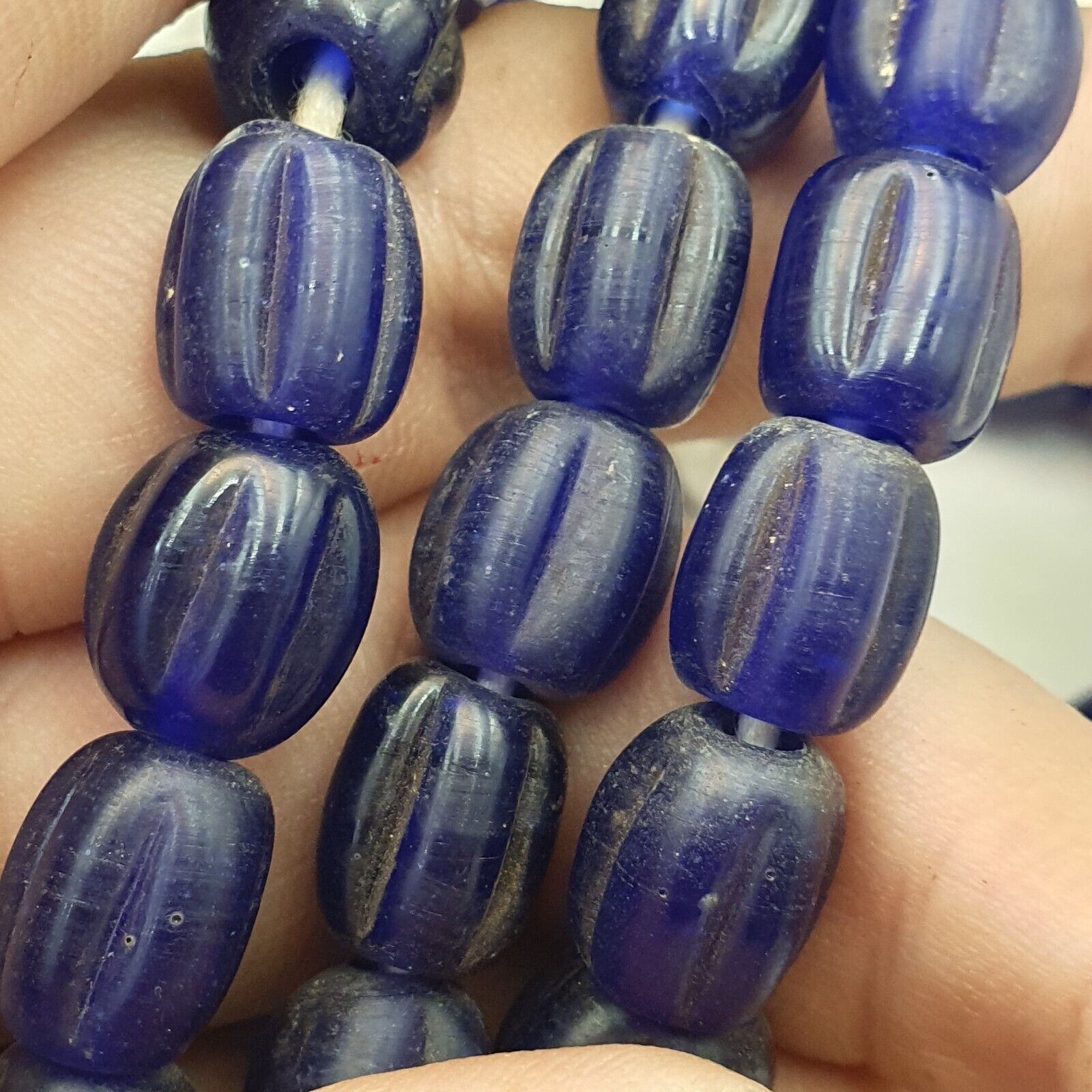 BEAUTIFUL OLD AFRICAN  cobalt Blue GLASS Vintage BEADS Strand