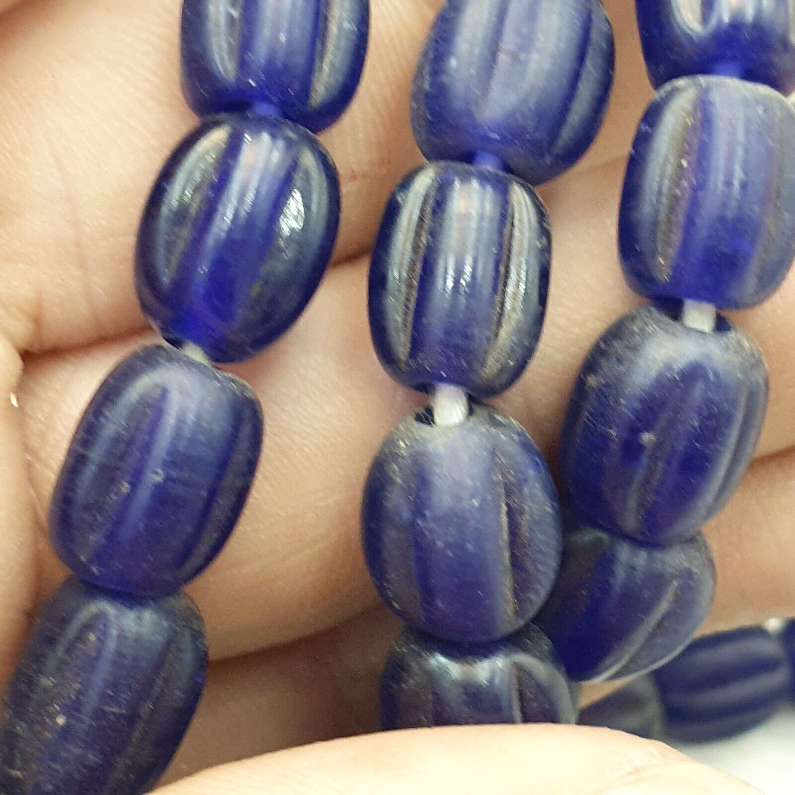 BEAUTIFUL OLD AFRICAN  cobalt Blue GLASS Vintage BEADS Strand