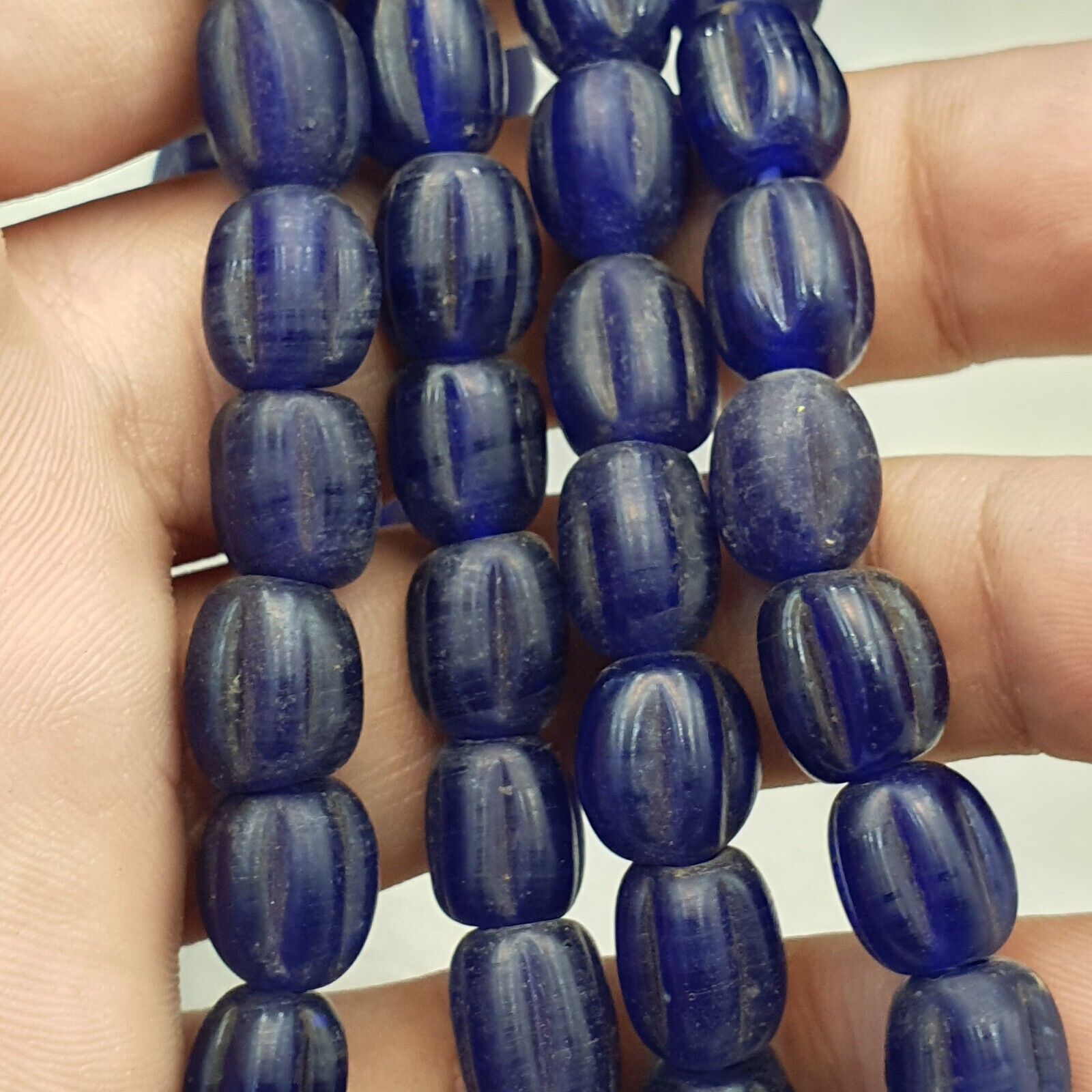 BEAUTIFUL OLD AFRICAN  cobalt Blue GLASS Vintage BEADS Strand