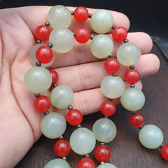 Chinese Jade Tibetan Jadeite Beads necklace with Silver Lock