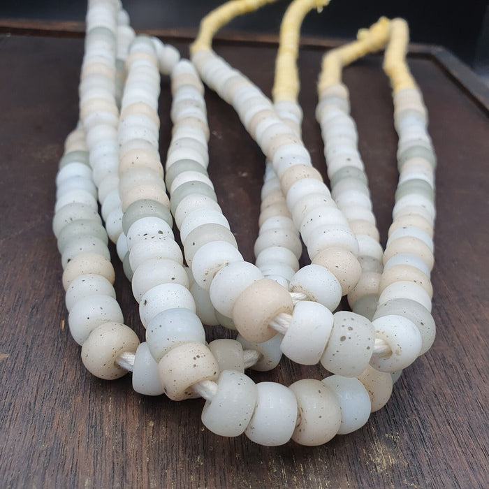 Vintage Old African White Glass Antique Beads 11-11.5MM 100+ Beads Strand